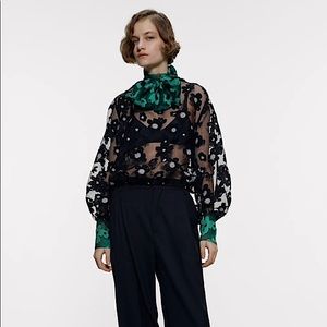 Zara Green Organza Blouse
